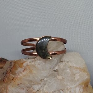 Labradorite Moon Copper Cuff Bracelet